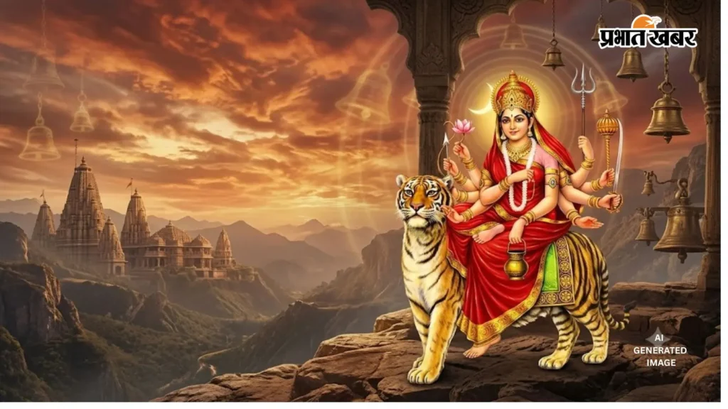 नवरात्रि में मां चंद्रघंटा के स्वरूप और उनके हाथों में सुशोभित अस्त्रों का धार्मिक महत्व