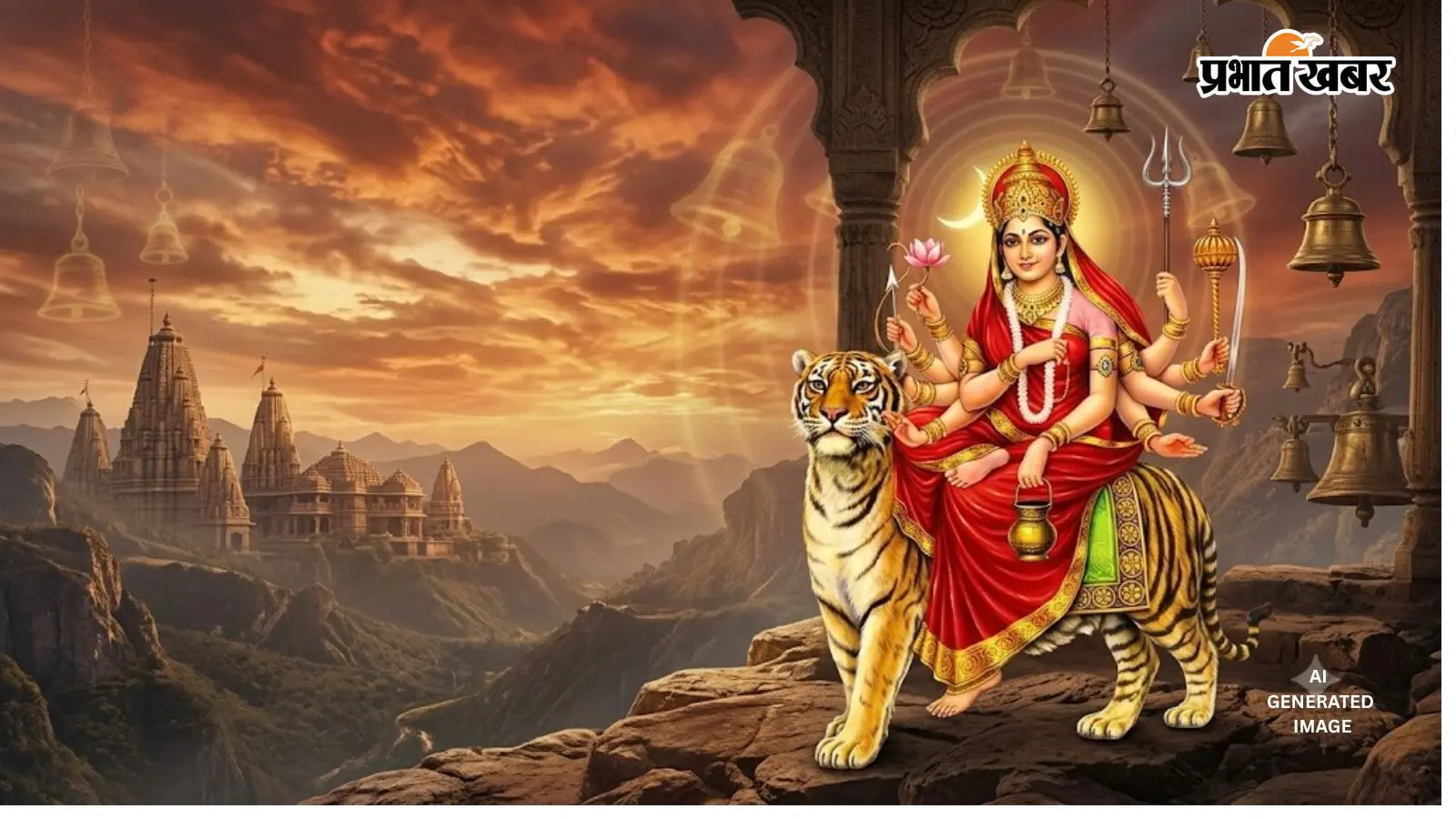 नवरात्रि में मां चंद्रघंटा के स्वरूप और उनके हाथों में सुशोभित अस्त्रों का धार्मिक महत्व